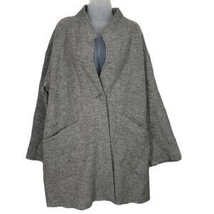 VTG Fleurette Gray Wool Oversized Cardigan Coat Overcoat SZ 1X